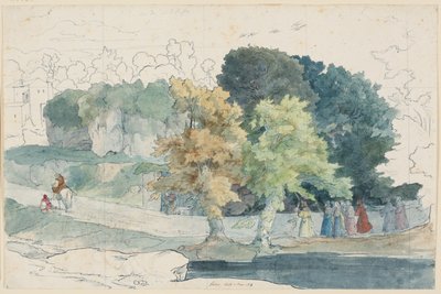 Italiensk landskap med staffasjefigurer av Carl Philipp Fohr