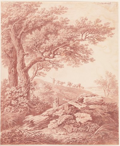 Gamle trær i et pastoralt landskap av Carl Philipp Schallhas