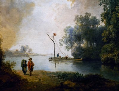 Landskap med elv, ca 1780, av Carl Philipp Schallhas (1767-1797), detalj, Ungarn av Carl Philipp Schallhas