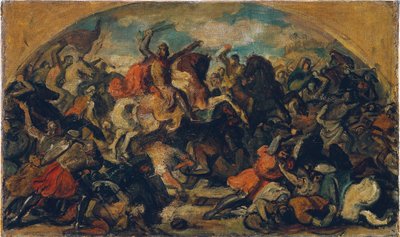 Frederick II the Quarrelsome (1219–1246) vant over mongolene i slaget ved Leitha nær Wiener Neustadt 15. juni 1246 av Carl Rahl