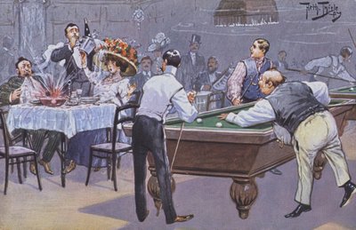 Komisk scene i en biljardhall av Carl Robert Arthur Thiele