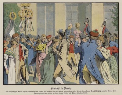 Høstfestival på Paretz (farge litho) av Carl Röchling