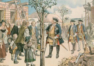 Frederick William I (1688-1740) med fordrevne Salzburgere i Øst-Preussen i 1739 av Carl Rohling