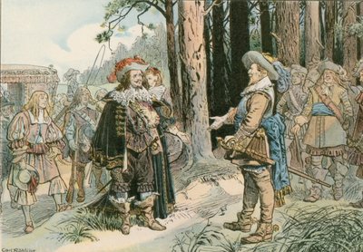 George William møtte Gustavus Adolphus av Sverige på Kopenick i 1631 av Carl Rohling