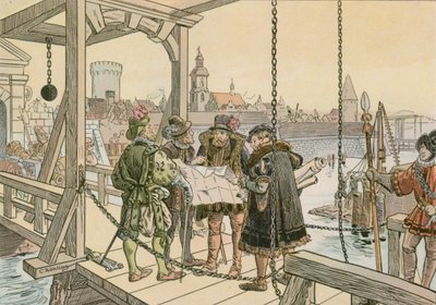 John George med planene for Spandau Citadel i 1580 av Carl Rohling