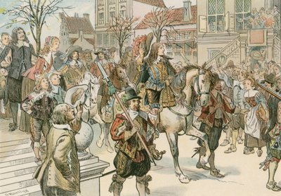 Ankomsten av den store kurfyrsten (1620-1688) til Haag for hans ekteskap med Louise Henriette av Orange (1627-1667) i 1646 av Carl Rohling
