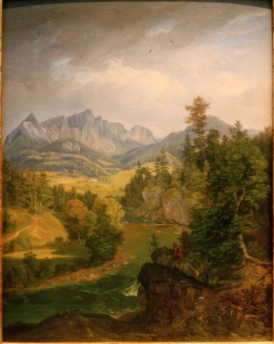 Fjelllandskap med elv nær Berchtesgaden av Carl Rottmann