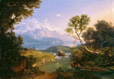 Hjortejakt ved Hintersee nær Berchtesgaden av Carl Rottmann
