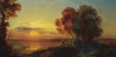 Solnedgang ved innsjøen Starnberg av Carl Rottmann