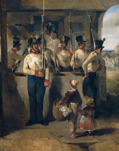 Sentinel, ropte inn i pistolen ("Gun out!") av Carl Schindler