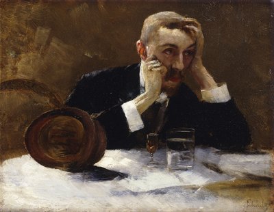 Sent selvportrett; sent selvportrett, av Carl Schuch