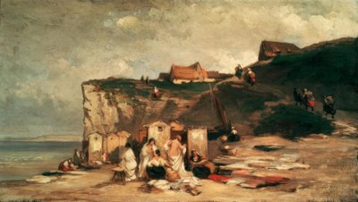 Kvinner som bader ved sjøen ved Dieppe III av Carl Spitzweg