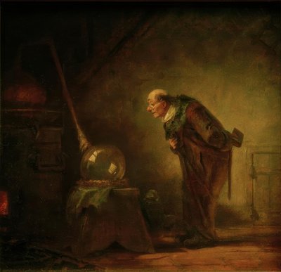 Alkymisten med en bok i venstre hånd av Carl Spitzweg