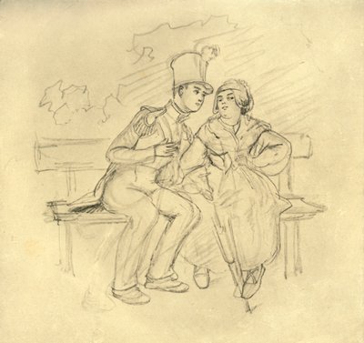 Forespørselen, midten av slutten av 1800-tallet, c1924. av Carl Spitzweg
