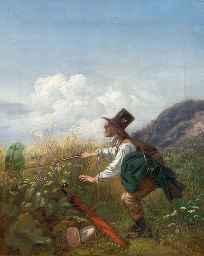Sommerfuglfangeren (botaniker). Rundt 1837 av Carl Spitzweg