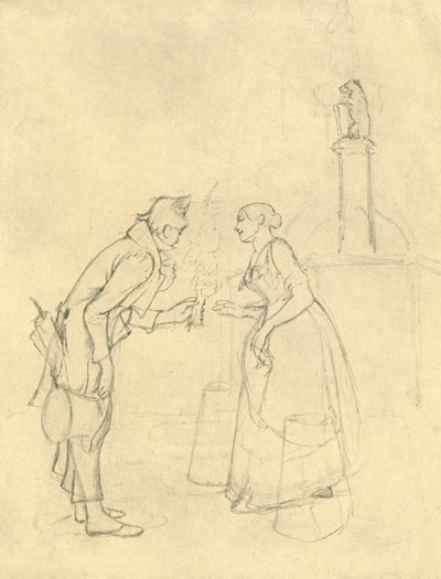 The Shy Suitor, midten av slutten av 1800-tallet, c1924. av Carl Spitzweg