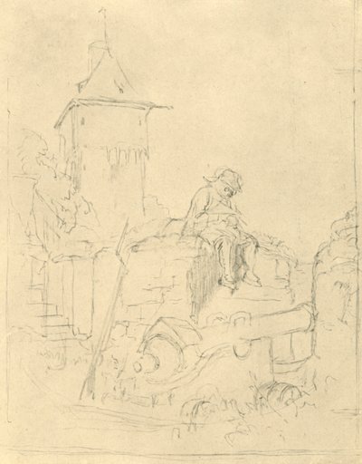 Die Schildwache, midten av slutten av 1800-tallet, c1924. av Carl Spitzweg