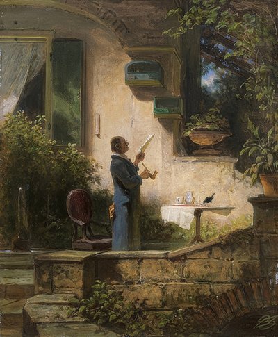 Et viktig brev. (Forelesningen) av Carl Spitzweg