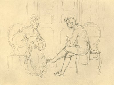 Seriøst spørsmål, midten av slutten av 1800-tallet, c1924. av Carl Spitzweg