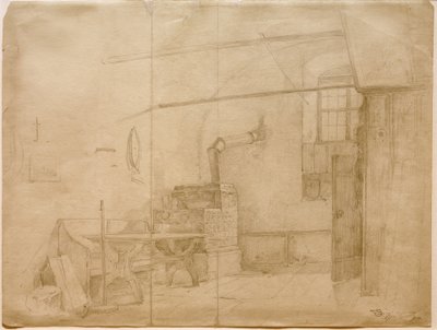 Kakkelovn på bondestua av Carl Spitzweg