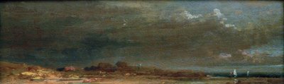 Landskap ved innsjøen - Chiemsee landskap av Carl Spitzweg