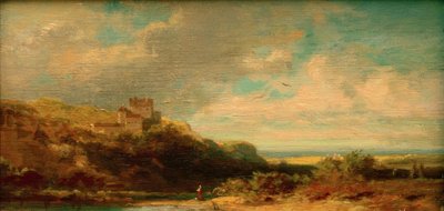 Landskap med en elvedal og et slott av Carl Spitzweg