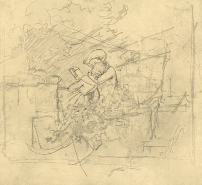 Lektüre, midten av slutten av 1800-tallet, c1924. av Carl Spitzweg