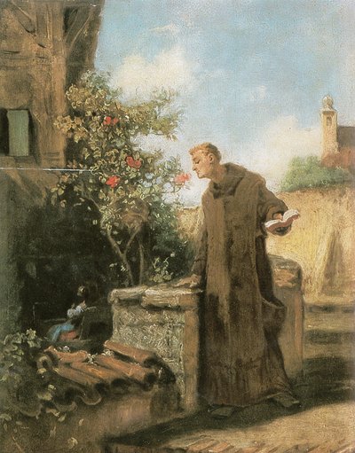 Munk, som lukter en rose av Carl Spitzweg