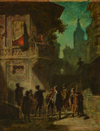 Spansk Serenade fra Barberen i Sevilla, ca 1856. av Carl Spitzweg