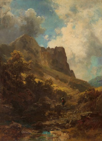Valley Canyon With A Dairymaid, ca. 1875. av Carl Spitzweg
