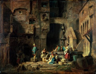 Vaskedamer ved brønnen av Carl Spitzweg