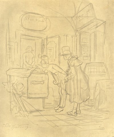 Zollvisitation I, midten av slutten av 1800-tallet, c1924. av Carl Spitzweg
