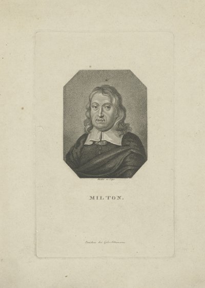 Portrett av poeten John Milton 1608-1674, ca 1818-1821. av Carl Traugott Riedel
