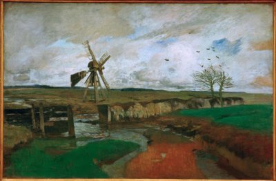 Landskap med vindmølle av Carl Vinnen