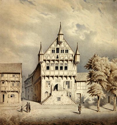 Fritzlar rådhus (akvarell på papir) av Carl W.E. Fink
