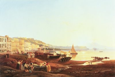 Mergellina havn, ca. 1831 av Carl Wilhelm Goetzloff