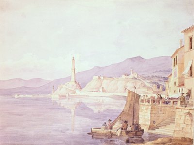 Havnen i Genova, 1835 av Carl Wilhelm Goetzloff