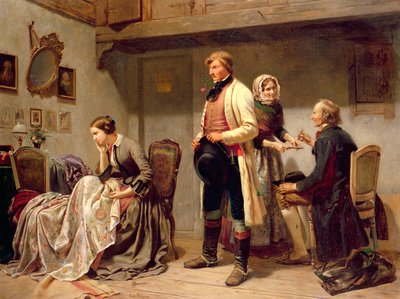 En skål for det forlovede paret (olje) av Carl Wilhelm Huebner