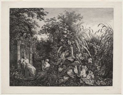 Ungdom spiller en lyre til en jomfru ved en fontene av Carl Wilhelm I Kolbe