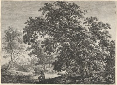 Kjempeeik med en sittende fisker av Carl Wilhelm Kolbe