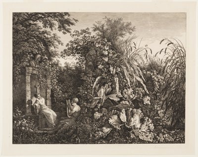 Ungdom spiller en lyre til en jomfru ved en fontene av Carl Wilhelm Kolbe, the elder