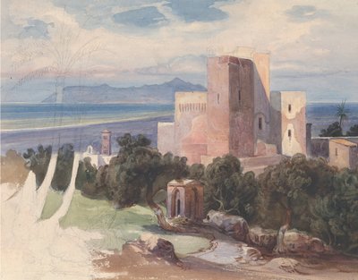 Utsikt på Terracina med Mount Circeo recto..., midten av 1800-tallet. av Carl von Blaas