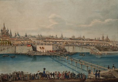 Hjørnesteinsleggingsseremoni for Moskvoretsky-broen i Moskva, 1830. av Carl von Hampeln