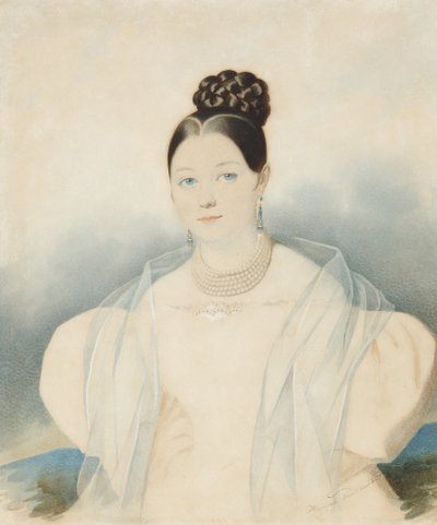 Portrett av grevinne Ekaterina Alexandrovna Zubova, født Obolenskaya 1811-1843, 1830-årene. av Carl von Hampeln