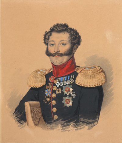 Portrett av prins Stepan Alexandrovich Khilkov 1785-1854, etter 1832. av Carl von Hampeln