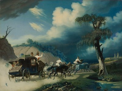 Troika under et tordenvær, 1830-årene. av Carl von Hampeln