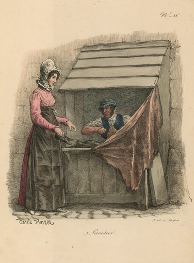 Skomaker satt bak en bås av Carle Vernet