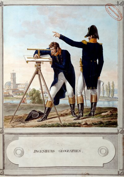 Geografer ved polyteknisk skole. Periode av felttoget (ekspedisjonen) av Egypt (1798-1801). Gravering av Antoine Dit Carle Vernet (1758-1836) av Carle Vernet