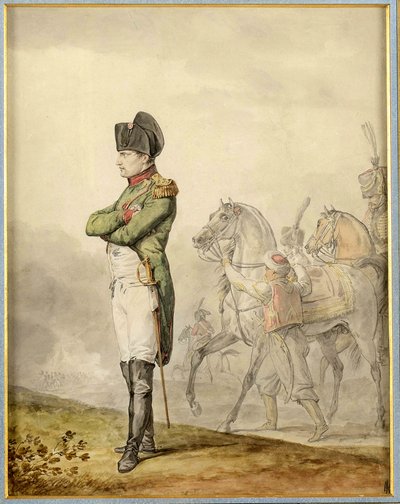 Napoleon a Austerlitz (1805) - Napoleon ved Austerlitz, av Vernet, Carle (1758-1836). Akvarell på papir. Privat samling av Carle Vernet