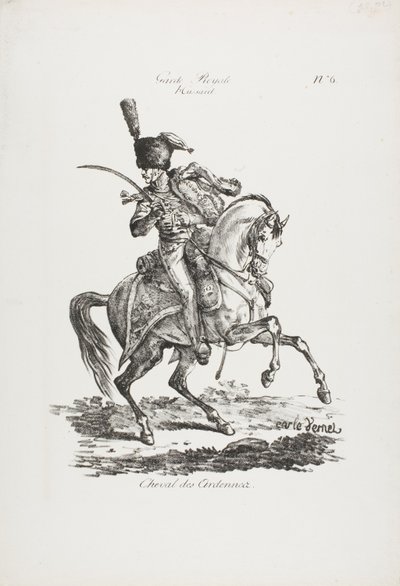 Royal Guard, Mounted Hussard og Hest nr. 6 av Carle Vernet